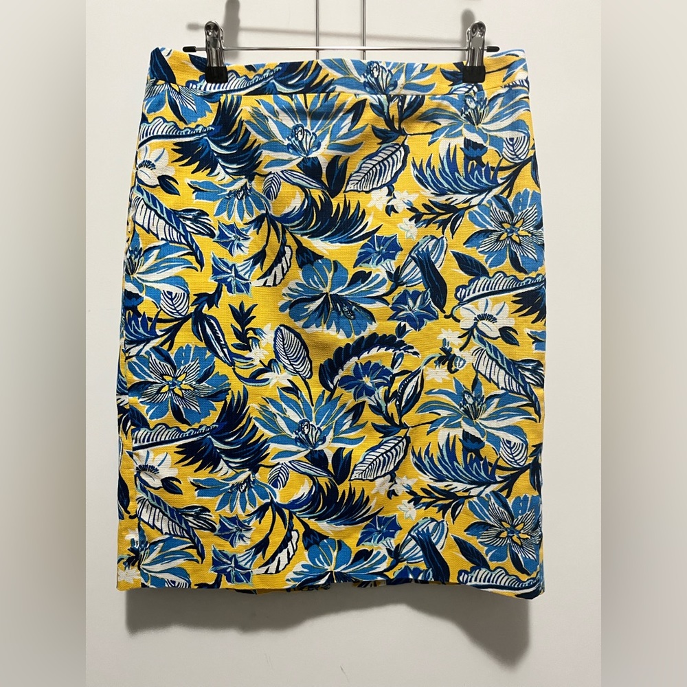 J. Crew Printed basketweave pencil skirt